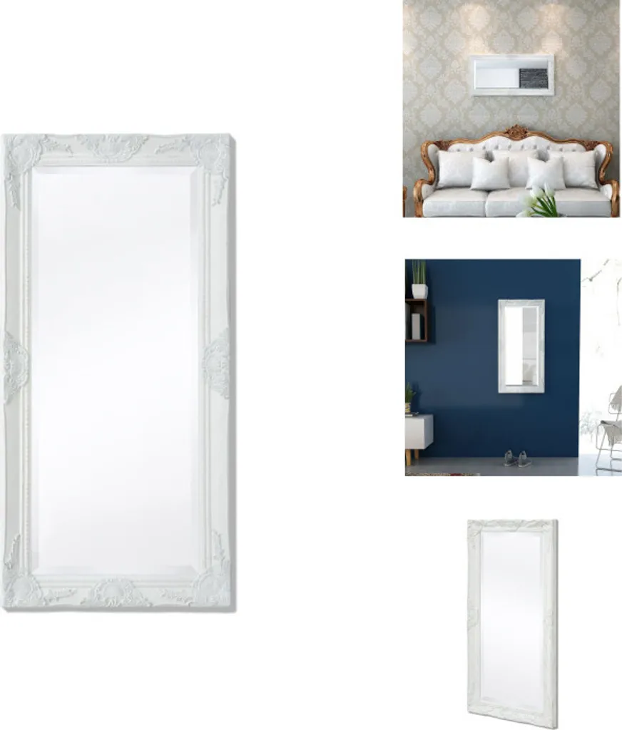 vidaXL Specchio Parete Bianco Barocco 100x50 - Cornice Decorativa