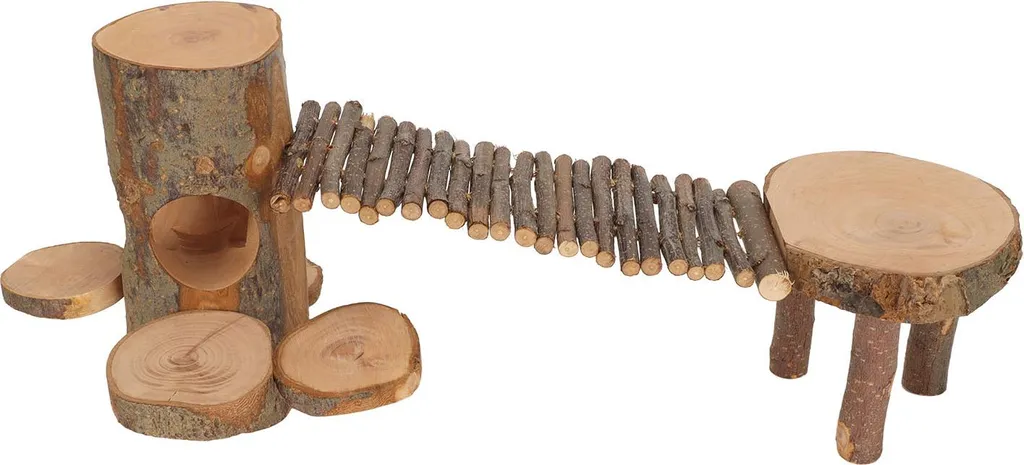 Plate-forme en bois de pommier avec échelle pour hamster et chinchilla