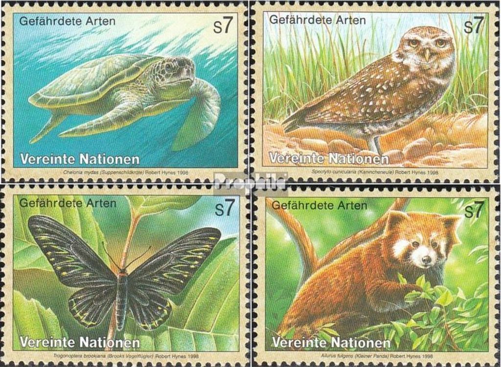 Briefmarken UNO - Wien 1998 Mi 248-251 (kompl.Ausg.) postfrisch Gefährdete Tiere