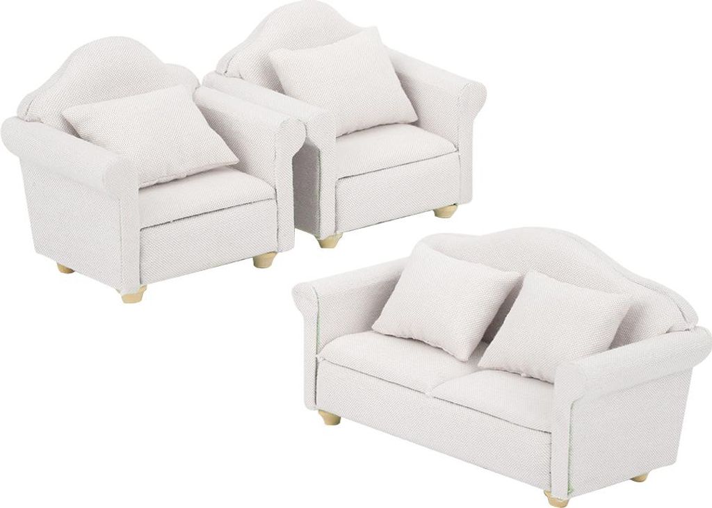 3pcs 1:12 Mini Doll House Plaid Sofa Kissen Set Accessoire Room Möbel Spielzeugwhite