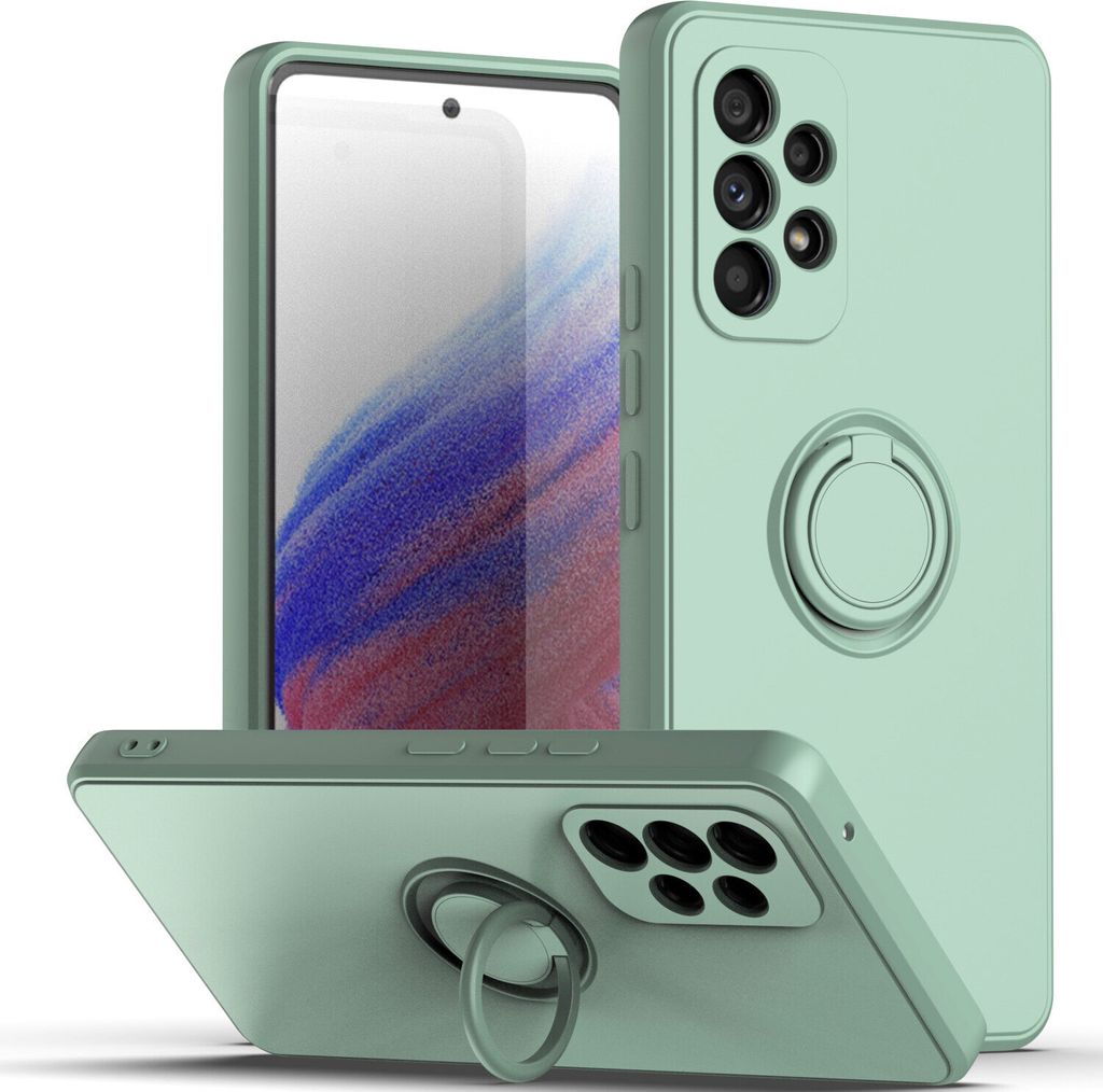 Samsung A23 4G Handyhülle, Ring Halter Ständer Kratzfeste Weiche Silikon schutzhülle für Samsung Galaxy A23 4G hellgrün