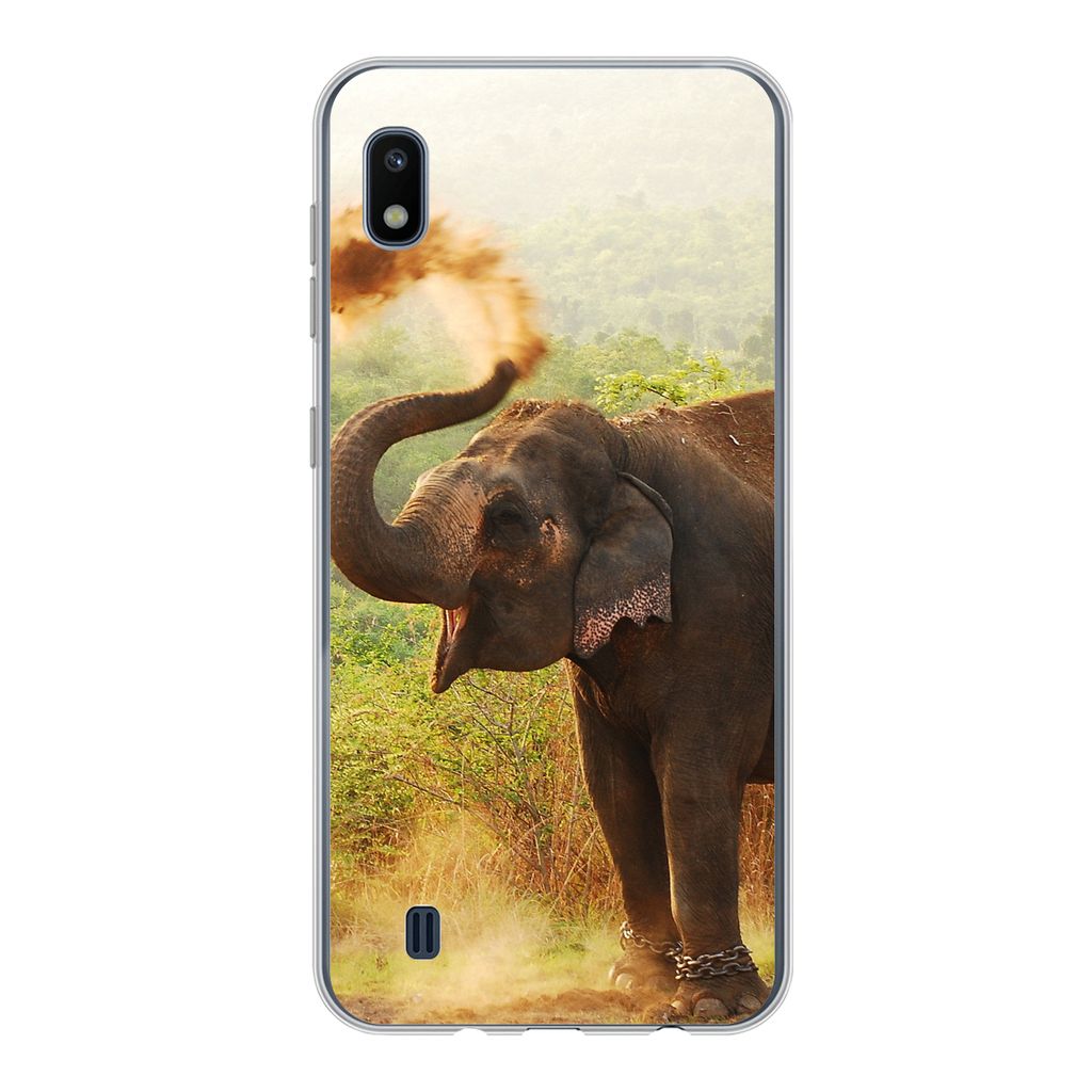 MuchoWow Handyhülle Schutzhülle Hülle für Samsung Galaxy A10 Elefant - Tiere - Wald - Bäume Silikon Softcase Handy Hülle - Schutzhülle