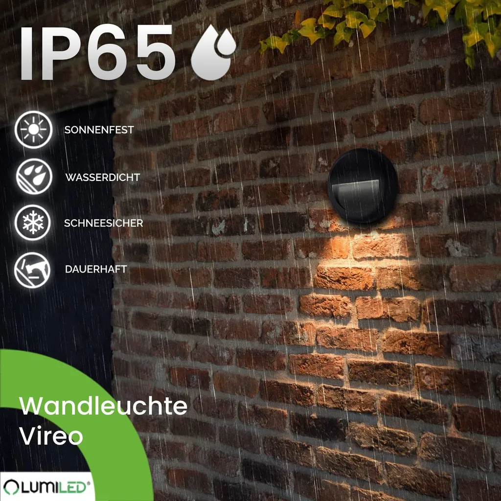 Luminaire Mural LED Extérieur Étanche IP65 Rond Noir CCT Variable 440lm - 4