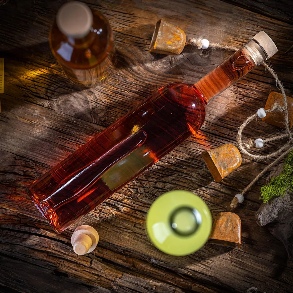 Bouteilles à Liqueur en Verre 500ml Robustes avec Bouchons - 10 pcs