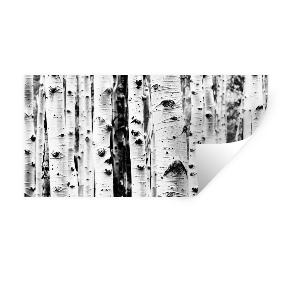 MuchoWow Wandtattoo Wandsticker Wandaufkleber Bäume - Holz - Schwarz und weiß - Natur 120x60 cm Selbstklebend und Repositionierbar - Sticker - ...