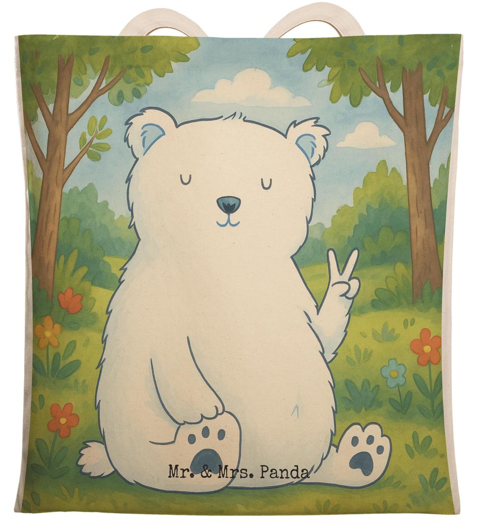 Mr. & Mrs. Panda Einkaufstasche Eisbär Faul Design - Weiß - Geschenk, Teddy, Stoffbeutel, Bär, Arbeit, Beutel, Büro, Tote Bag, Tasche, Entspann...
