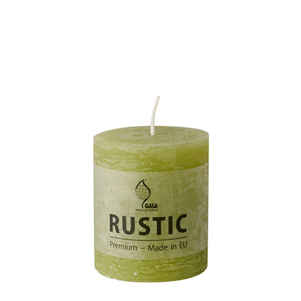 Papstar Zylinderkerze Ø 68 mm · 80 mm birke "Rustic" durchgefärbt, 6 Stück