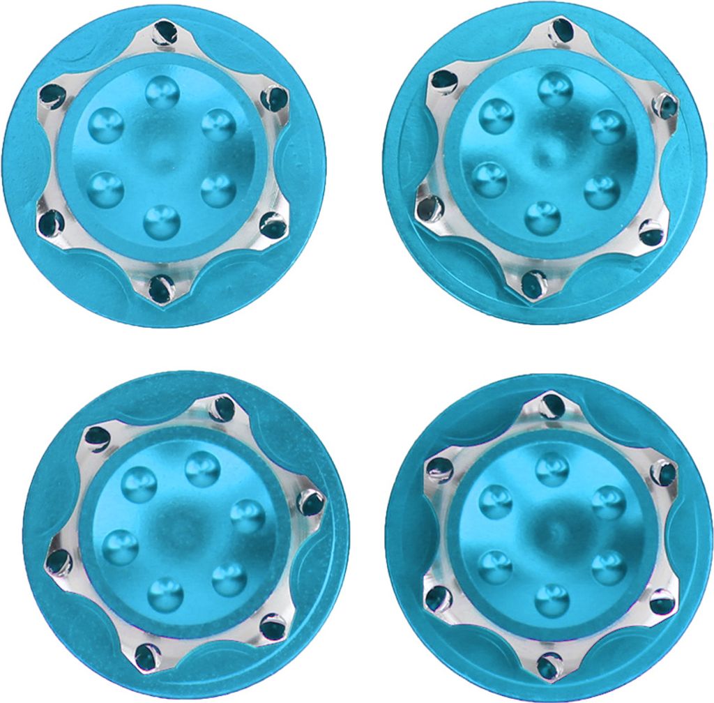 4Pcs 17mm Aluminiumlegierung Staubschutz Nabe Mutter Rad Zubehör für 1/8 RC Auto Modell (blau)