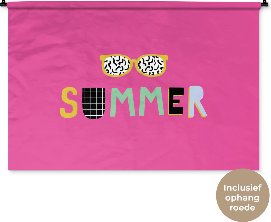 MuchoWow Wandteppich Wandbehang Sommer - Zitat - Sonnenbrille 150x100 cm Tapisserie Dekoration Wandtuch - Waschbar - Tapisserien - Wand-Decke