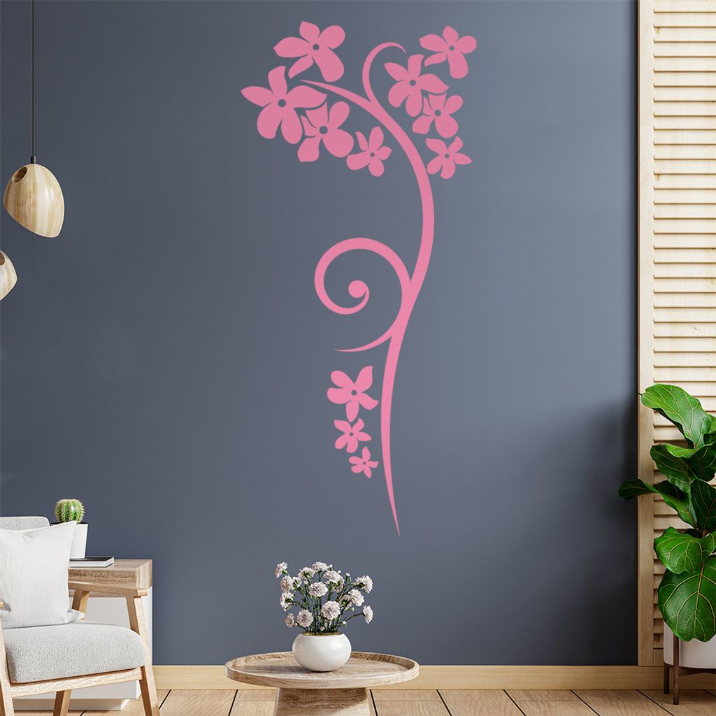 Blumen - Linien Wandtattoo in 6 Größen - Wandaufkleber Wall Sticker - Dekoration, Küche, Wohnzimmer, Schlafzimmer, Badezimmer