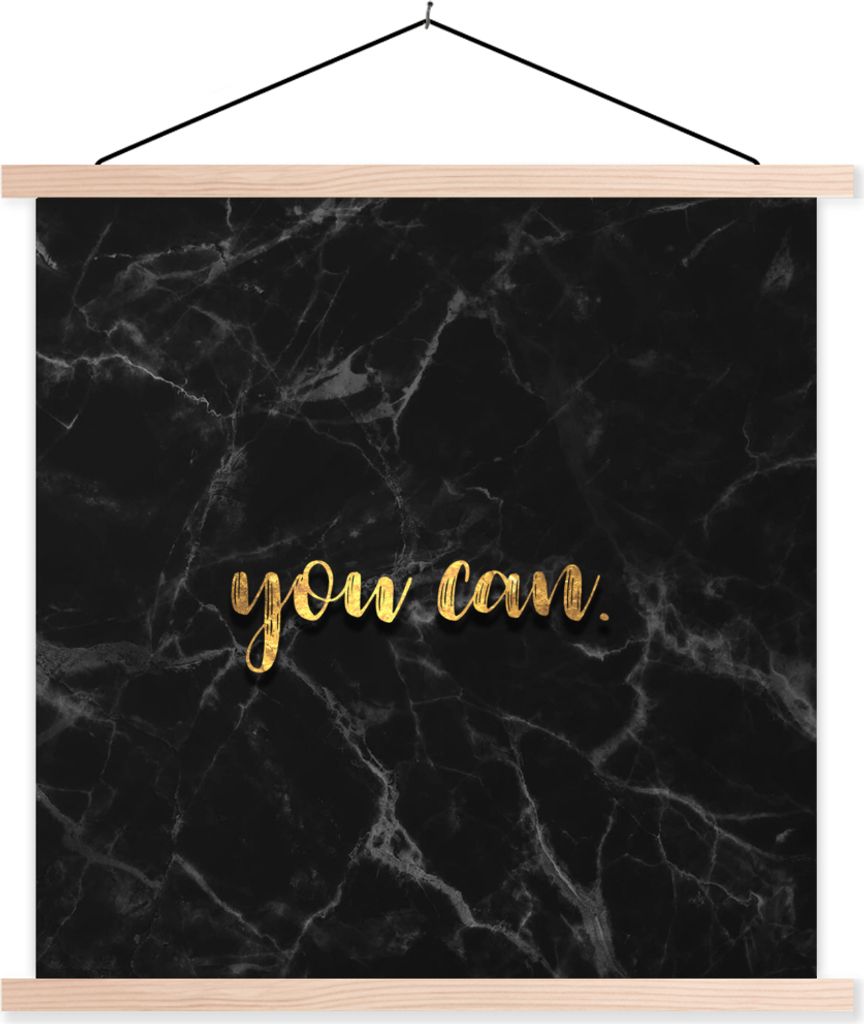 MuchoWow Textilposter Zitate - Motivation - Gold - Marmor 40x40 cm mit holzfarbenen Rahmen - Posterleiste
