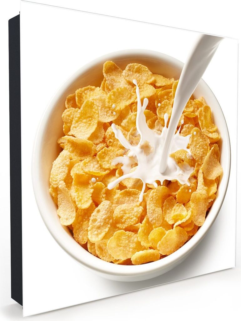 Nachbildung-Schlüsselkasten, Magnetpinnwand und Memoboard mit Glasfront Motiv Müsli mit Milch