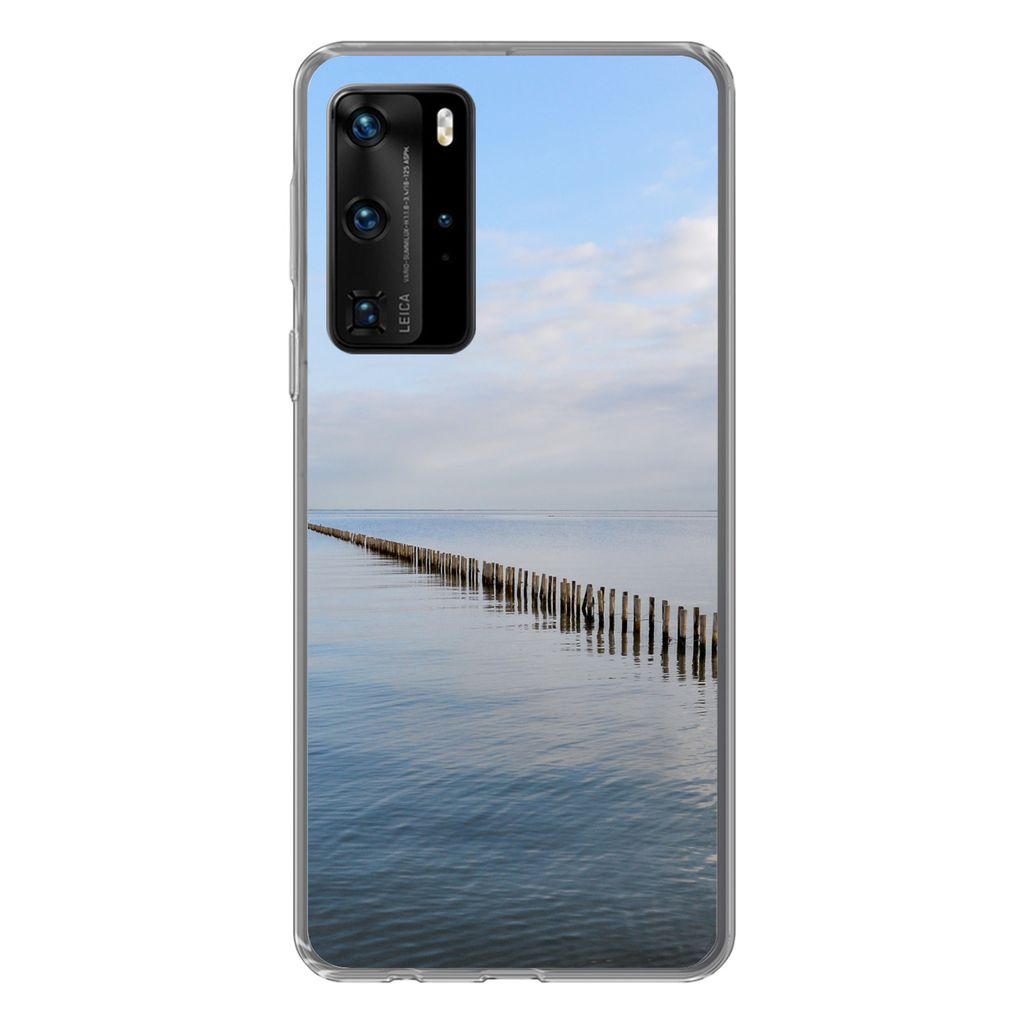 MuchoWow Handyhülle Schutzhülle Hülle für Huawei P40 Pro Nordsee - Wolken - Wasser Silikon Softcase Handy Hülle - Schutz