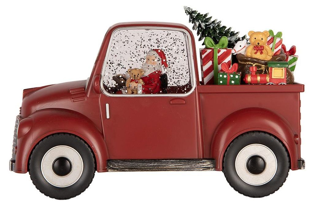 Clayre & Eef Weihnachtsdekoration mit LED-Beleuchtung und Musik Auto 22x10x15 cm / 3xAA Rot Kunststoff