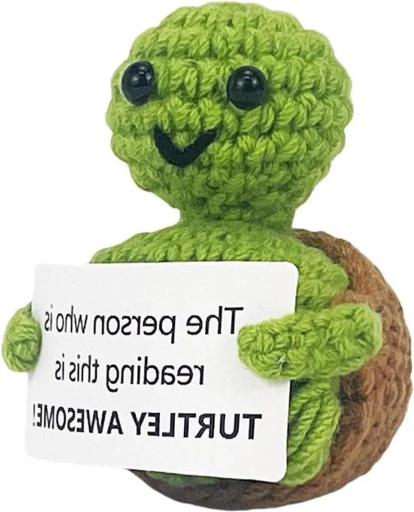 Peluche porte-bonheur Positiv au crochet pour réussir ses examens 8cm