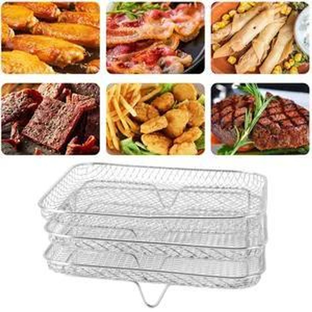 3er-Pack Grillrost, Edelstahl-Grillrost zum Backen, Kühlen, Dämpfen, Grillen, passend für Heißluftfritteuse, ofen- und spülmaschinenfest