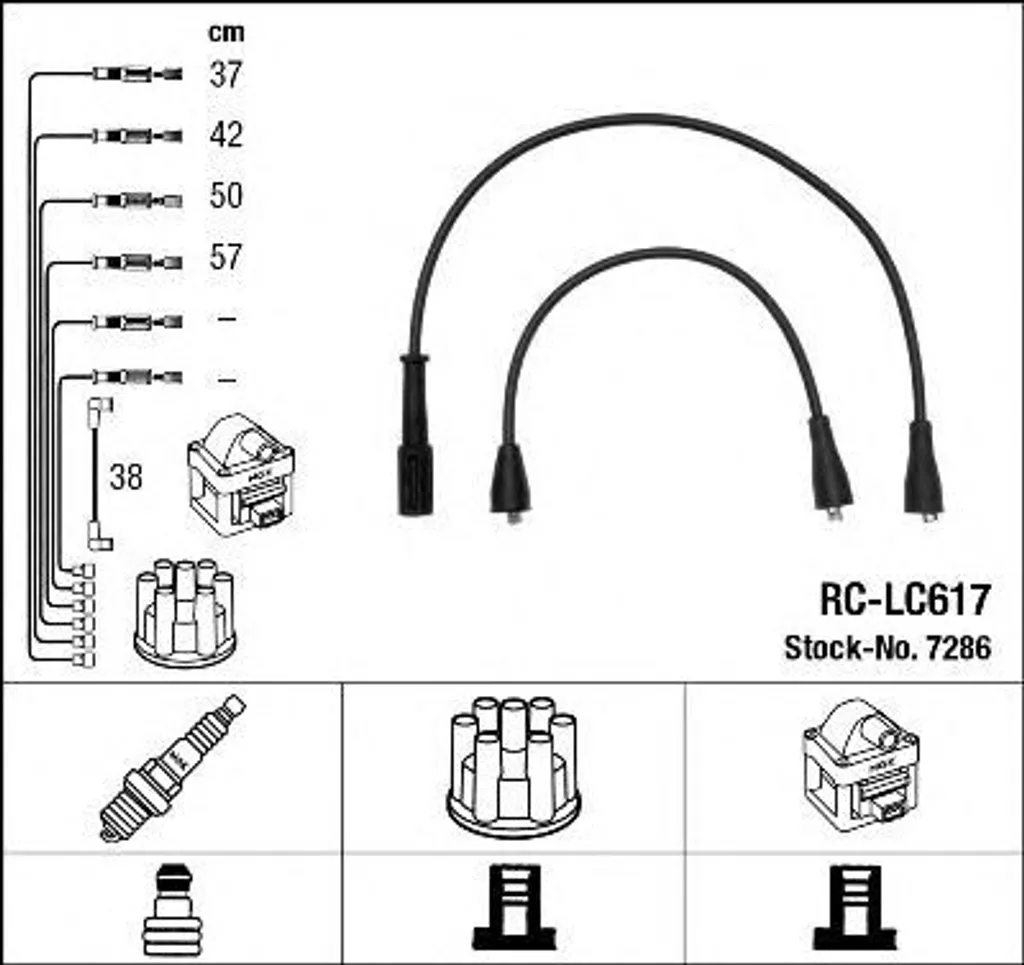 Set di cavi candela NGK per Fiat 127 128 Coupé Lancia A 112 Zastava 101 - 1