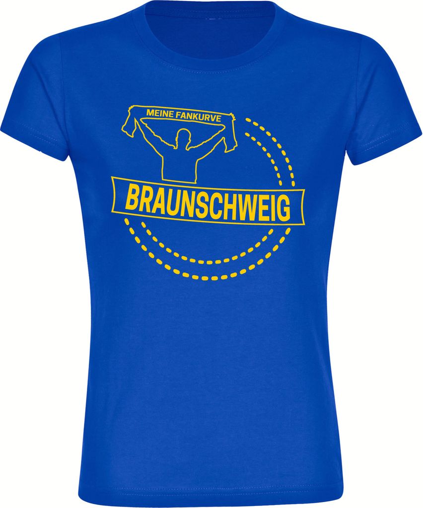multifanshop Damen T-Shirt - Braunschweig - Meine Fankurve, blau, Größe L