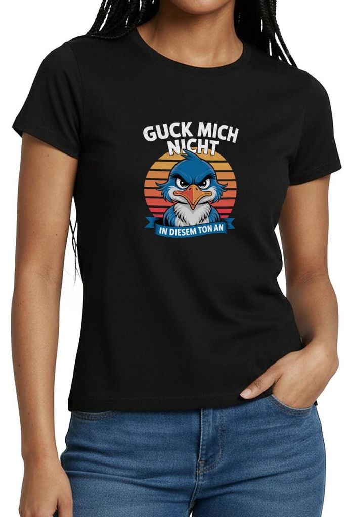 Spreadshirt Guck Mich Nicht In Diesem Ton An | Frecher Vogel Frauen T-Shirt, S, Schwarz