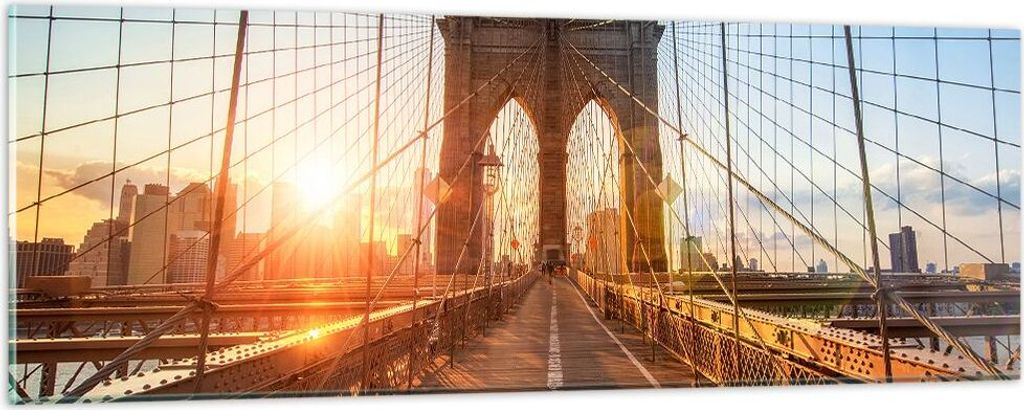Bilder auf glas - New York Brücke - 90x30cm - Glasbilder - Wandbilder - Kunstdruck - zum Aufhängen bereit - Wanddekoration aus Glas - Glas Bilder...