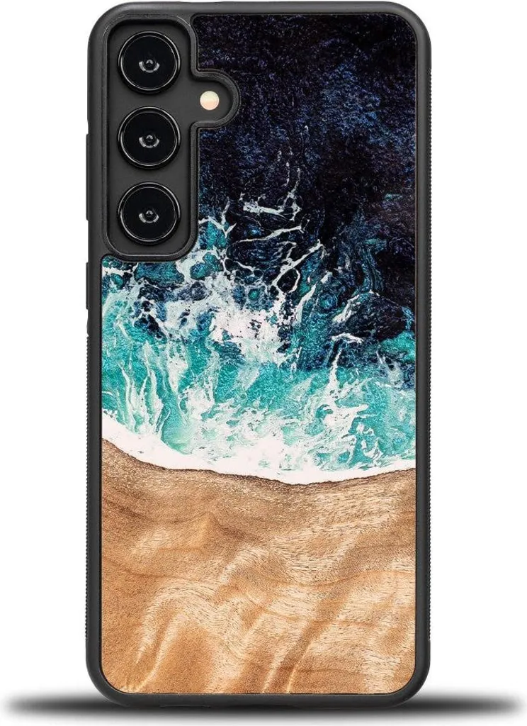 Cover Galaxy S25 Plus Legno e Resina Bewood Dream Island Blu Marrone