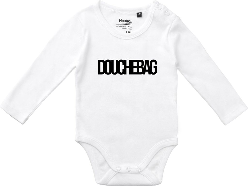 Huuraa Baby Body Douchebag Schriftzug 68 White Baumwolle Fairtrade Langarmbody Geschenkidee