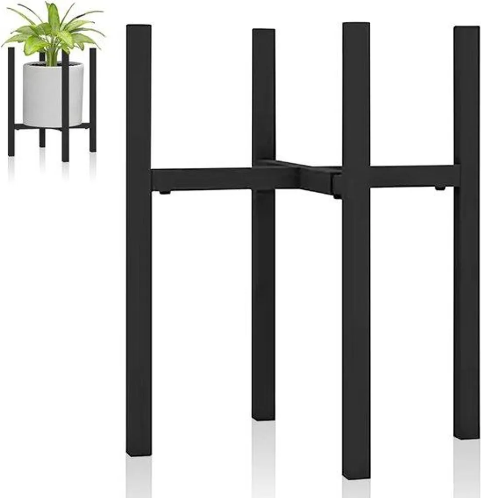 Porte-plante télescopique en métal noir - Support de pot ajustable Deco