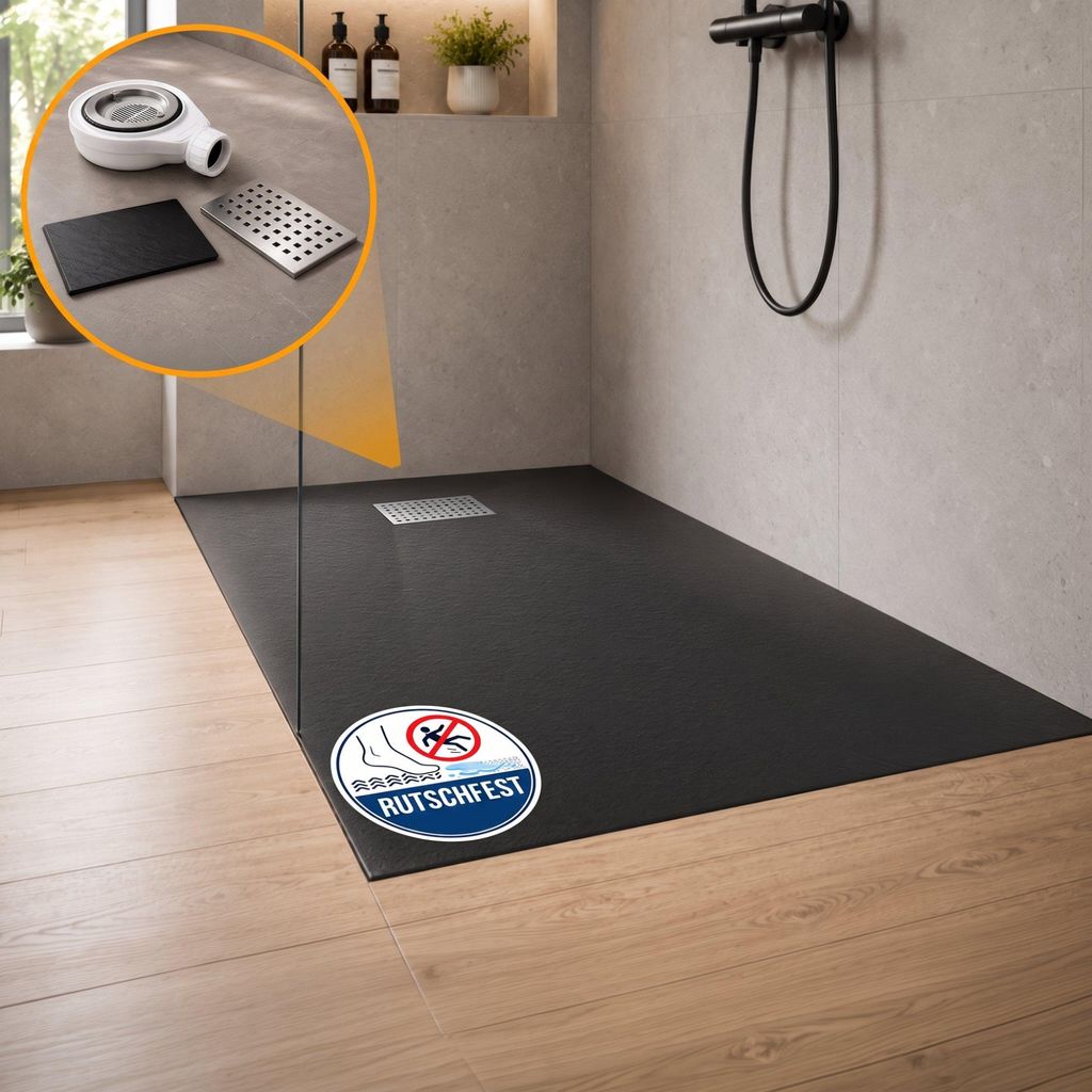 Dalsys Duschwanne 120x90cm mit Ablaufgarnitur - flache Produktbild 