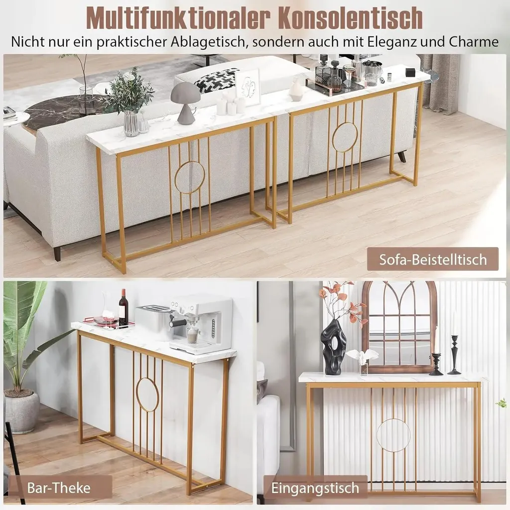Console stable pour sol irrégulier plateau effet marbre blanc moderne - 6