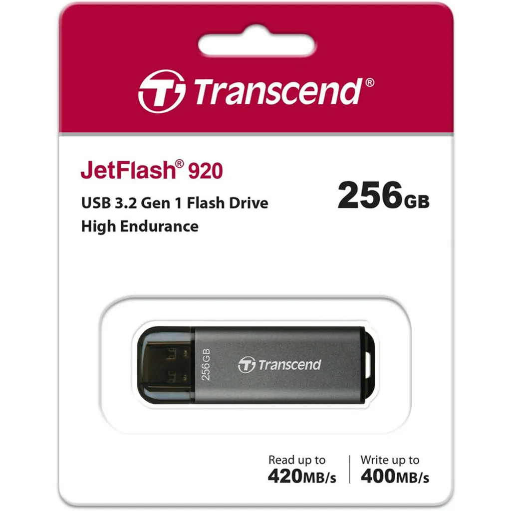 Transcend JetFlash 920 256 Go avec coque alu et vitesse 420 Mo/s