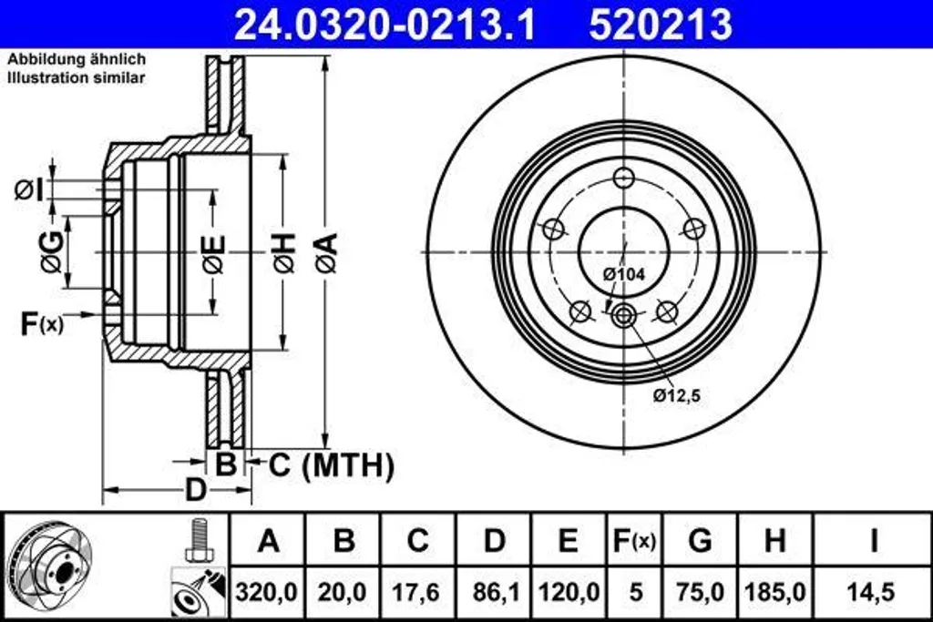 Disque de frein arrière en fonte pour Série 5 E60 et E61 Touring