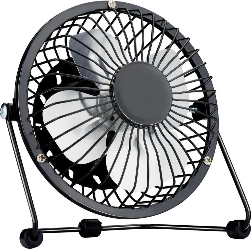 Petit Ventilateur Silencieux USB Métal Noir avec Câble de 110cm Inclinable