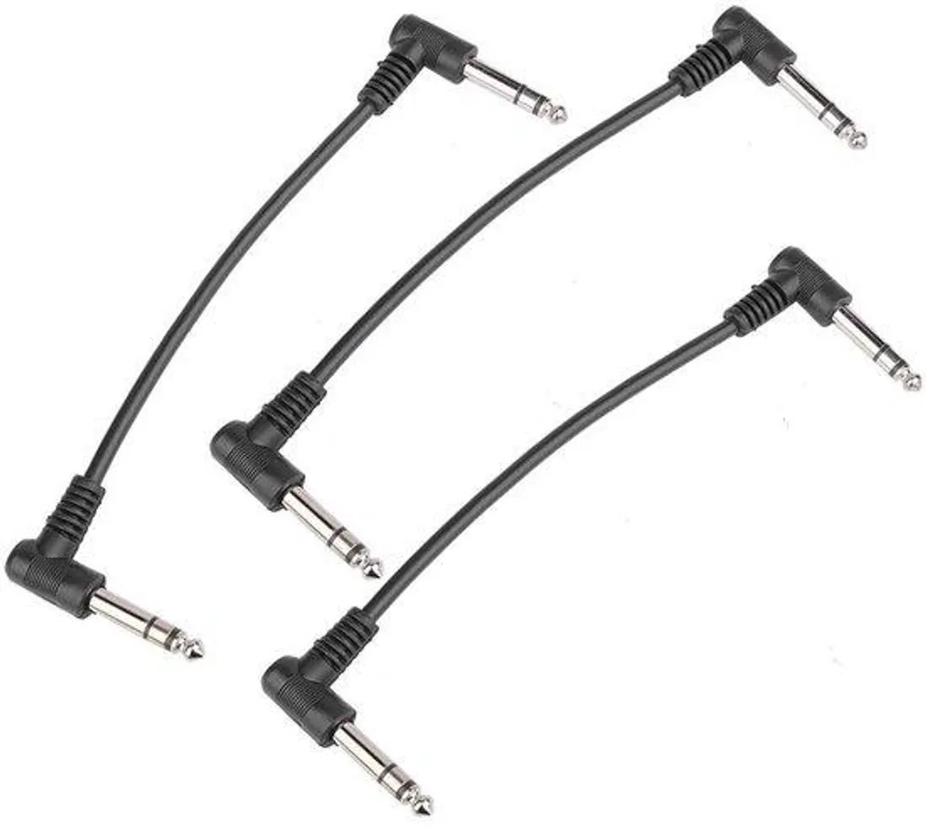 Câble instrument jack 6.35mm mâle coudé 15cm pour guitare électrique