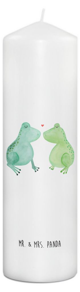 Mr. & Mrs. Panda Kerze Frosch Liebe 29 x 8 cm XL - Weiß - Geschenk, Freundin, Frösche, Erinnerungskerze, Erinnerungslicht, Wachskerze, Paar, Hoch...