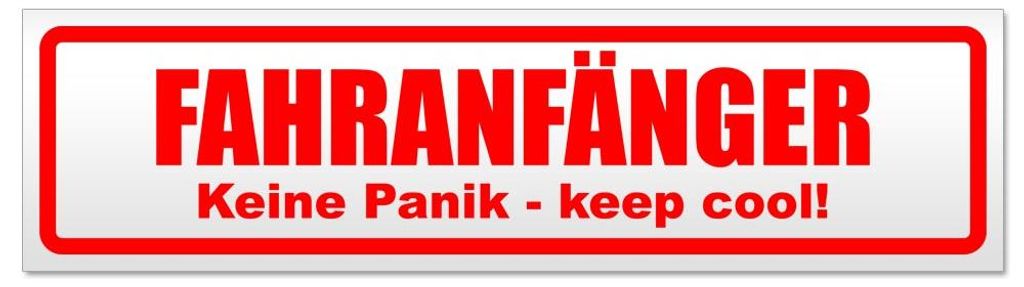 Kiwistar - Autoaufkleber - Rot - 20 x 5,3 cm - Fahranfänger. Keine Panik - Keep cool! - Hinweis Aufkleber Sticker für Auto, Kfz, Fahrrad, PKW, LKW