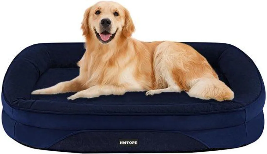 Panier pour chien déhoussable et lavable avec fond antidérapant bleu