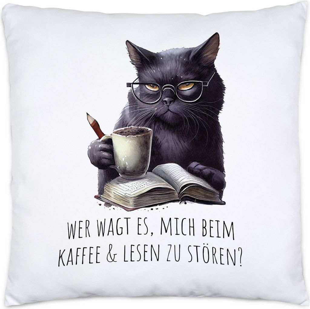 Wer wagt es mich zu stören Kissen Inkl Füllung Katze Leseratte Bücherwurm Roman