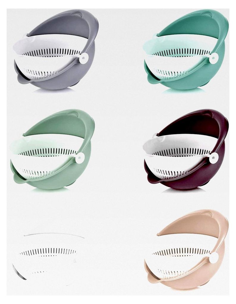 2er Set Küchensieb mit schwenkbarer Schüssel aus Kunststoff