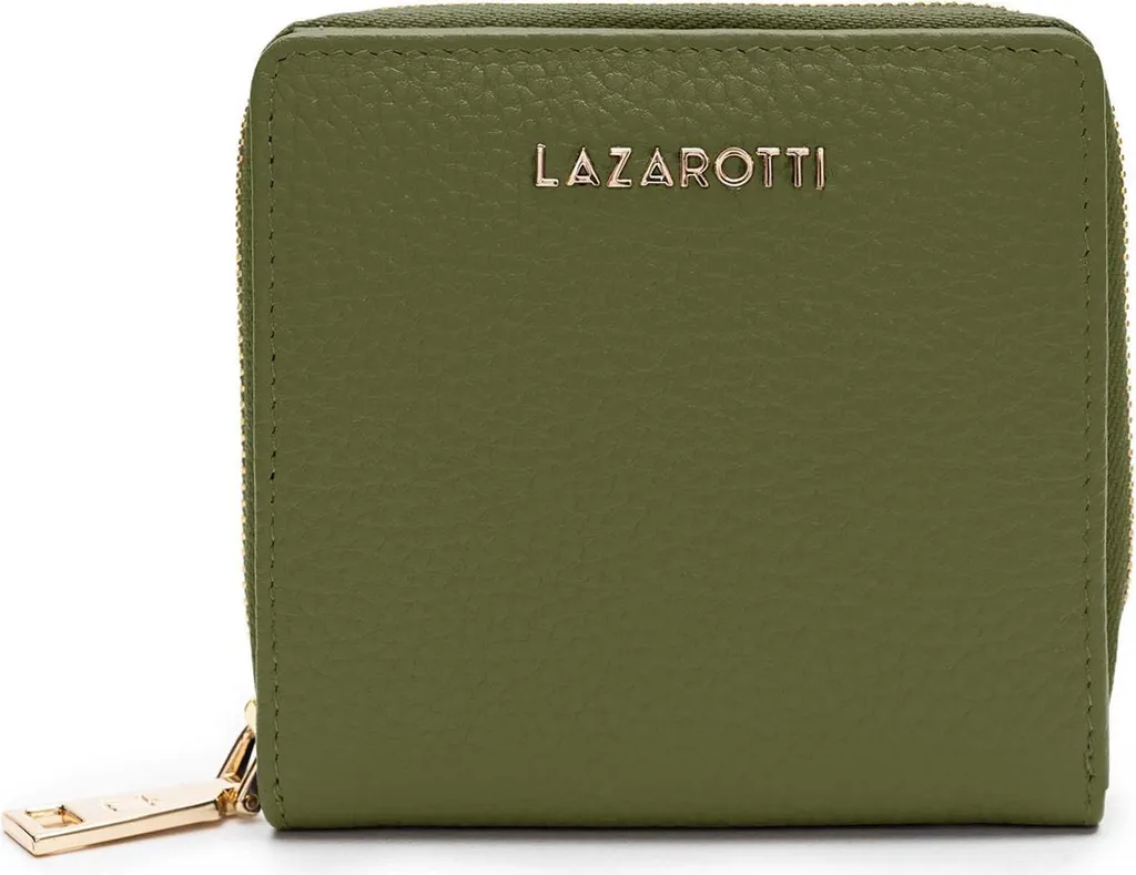Lazarotti Bologna Portafoglio Olive - Praticità Zip e Pelle Martellata