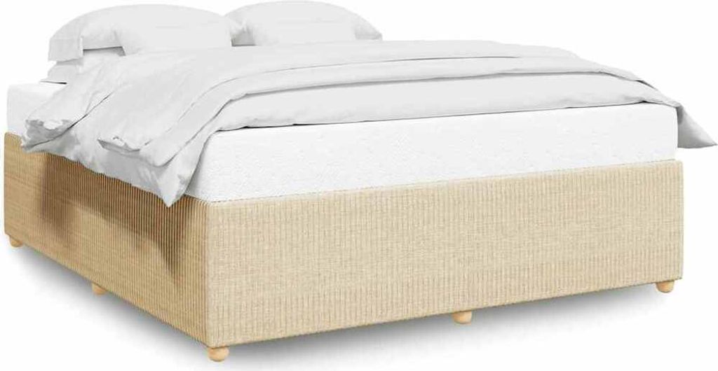 vidaXL Bettgestell ohne Matratze Creme 200x200 cm Stoff