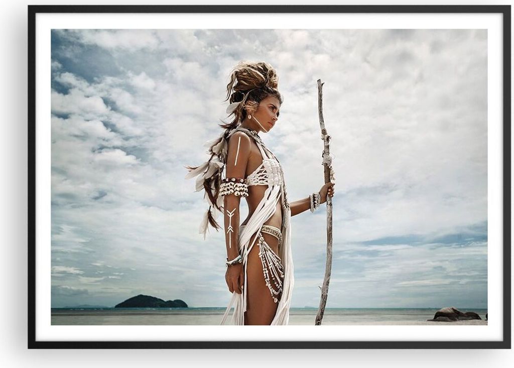 Gerahmtes Poster - Schwarzer Rahmen - Brennen Mann Frau - 100x70 cm - Wand Bild - Wanddeko - Wandbilder - Kunstposter - Wandposter - Bilderrahmen -...