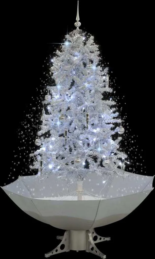 vidaXL Sapin de Noël à neige avec pied parasol blanc hauteur 170 cm - 2