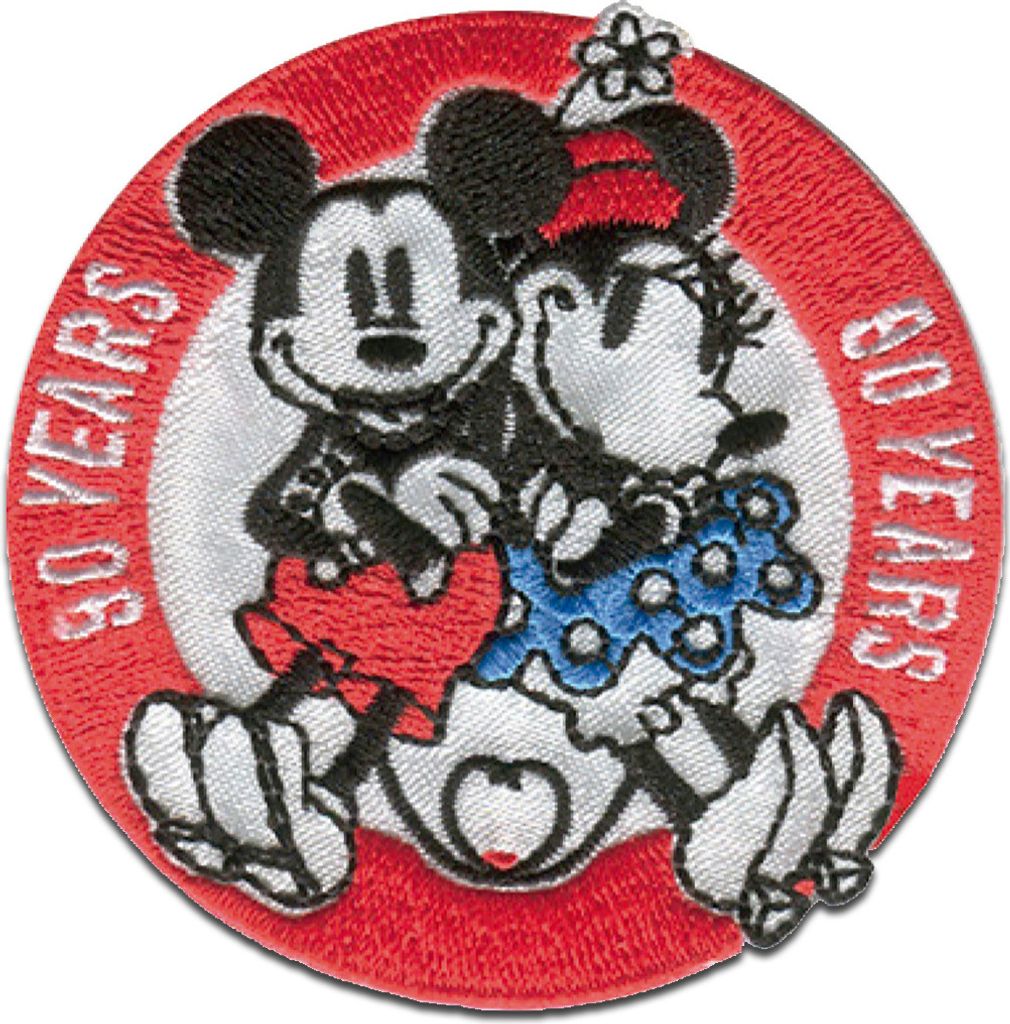 Disney Mickey Mouse & Minnie 90 Jahre - Aufnäher, Bügelbild, Aufbügler, Applikationen, Patches, Flicken, Größe: 6,4 x 6,4 cm