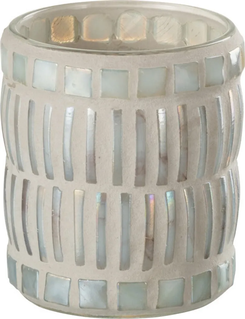 J-Line Bougeoir Gris en Verre et Ciment Petite Taille Style Moderne