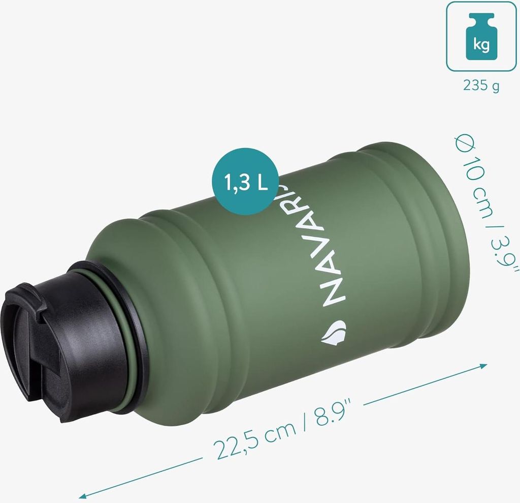 Lichte rostfreie Edelstahl Fitness-Trinkflasche 1,3 Liter - Ideal für Sport und Outdoor-Aktivitäten