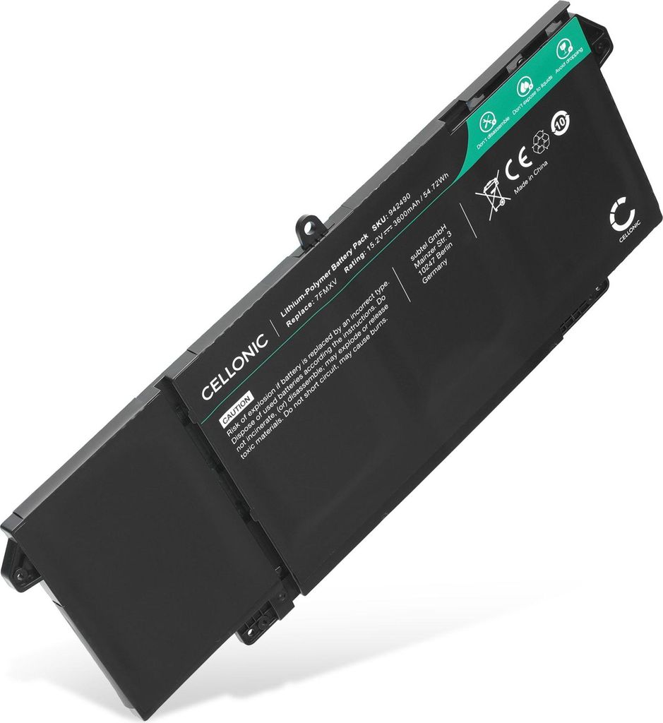 CELLONIC 1x Akku für Notebook Kompatibel mit Dell Latitude 7420, Latitude 5320, Latitude 7320, 7FMXV - (3600mAh, 15.2V)