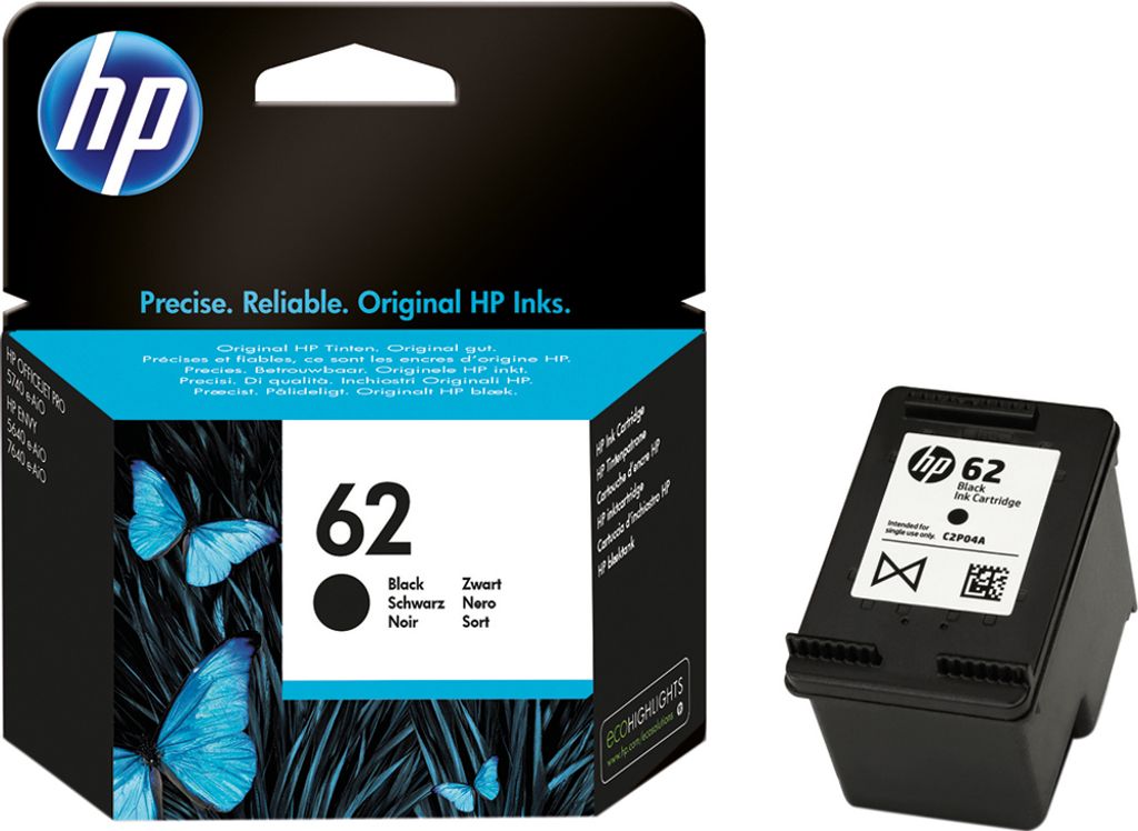 HP 62 oryginalny wkład atramentowy czarny, Standardowa Zdjęcie produktu 