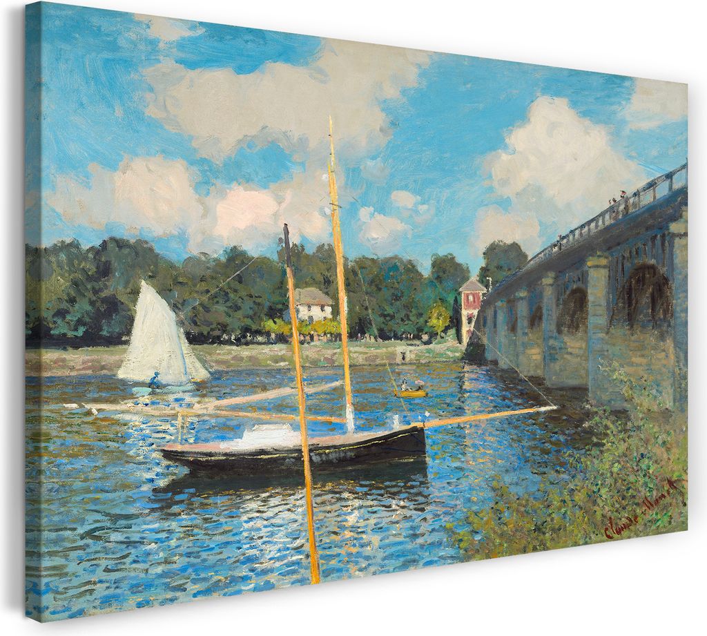 Leinwandbild (60x40cm): Claude Monet - Die Brücke bei Argenteuil (1874), echter Holz-Keilrahmen inkl. Aufhänger, handgefertigt in Deutschland