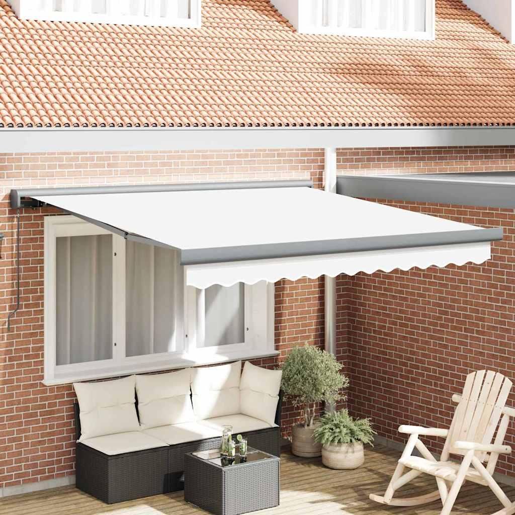 Design New Einziehbare Markise Weiß 300 x 250 cm Stoff und Metall - Markisen Möbel2025 CHY1267643 4parcel