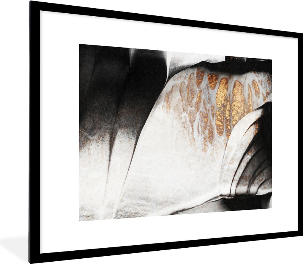MuchoWow Gerahmtes Poster Gold - Abstrakt - Design 80x60 cm - Poster mit Schwarzem Bilderrahmen Wandposter Rahmen Foto Bilder - Schlafzimmer-Deko...